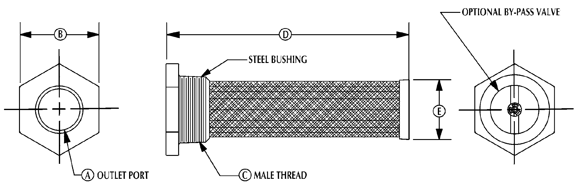 Steel Bushing Externally Mounted Tank Strainers Zinga