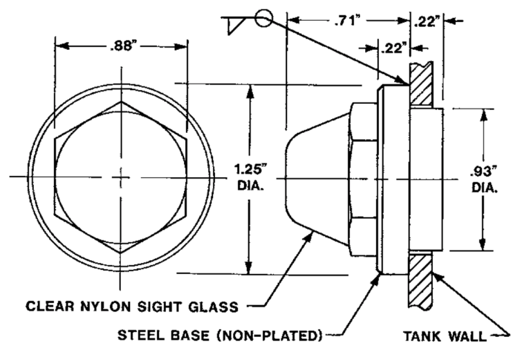 Petroleum Hydraulic OilEye Gauge Zinga