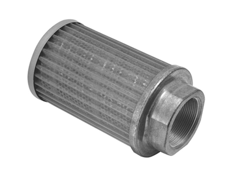 Internally mounted hydraulic tank strainer with stainless steel mesh construction for pump protection inside reservoir